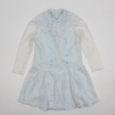 Traci Lynn California Girl's Size 12 white / Blue Long Sleeve Vintage Dress - Image 1 of 4