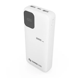 ChargeCore 20000mAh SafeCharge Powerbank USB C LED Display White - Foto 1 di 16