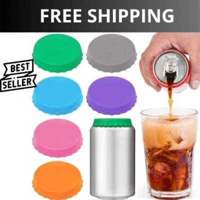 6X Cubierta de lata de refresco de silicona Tapa superior Cubierta de lata de jugo de cerveza Protector de bebida Foto 1 de 4