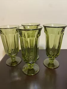 IMPERIAL FOOTED ICE TEA GLASSES GREEN SET OF FOUR RARE FIND - Picture 1 of 5