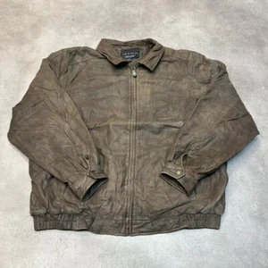 Croft & Barrow Leather Jacket Mens XL Flight Full Zip Trucker Bomber Coat, Brown - Picture 1 of 10