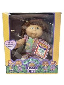 1991 Cabbage Patch Kids Kissin' Kids Brown Hair Green Eyes Girl Anthea Nora NRFB - Picture 1 of 10