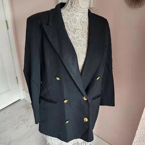 Flawless Austin Reed Vintage Black Blazer 100 worsted wool 14W Petite - Picture 1 of 9
