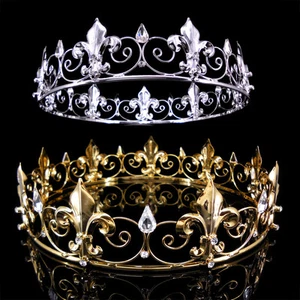 Corona in metallo Imperial Medievale Fleur De Lis King da uomo alta 5 cm 56,5 cm cerchio - Foto 1 di 10