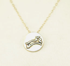 STERLING SILVER HANDCRAFTED SMALL ROUND ABSTRACT DOG PENDANT 18" CHAIN NECKLACE - Picture 1 of 6