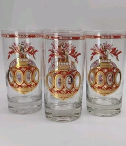 4 Culver Signed Mid-Century Christmas Ornament Highball Glasses 22K - Picture 1 of 10