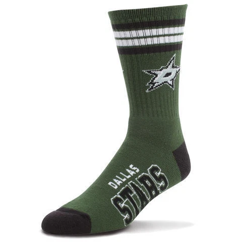 Dallas Stars Men's Crew Socks Large Size 10 to 13 4 Stripe Cover
