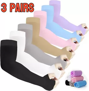 3 Pairs Cooling Arm Sleeves Cover UV Sun Protection Sports Outdoor For Men Women - Picture 1 of 14