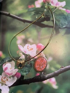 Gold Tone Necklace Nolan Miller Blue Crystal & Sarah Cov. Lucite Pink Pendants - Picture 1 of 14