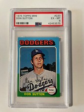 1975 Topps mini Don Sutton graded PSA 6 Dodgers