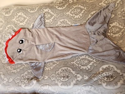 Snuggie Tails 灰色鲨鱼儿童毯睡袋轻便柔软抓绒 — 第 1/4 张图片