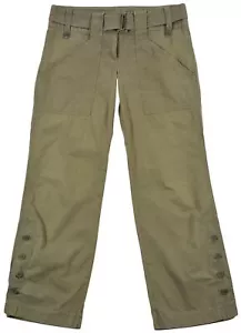 Napapijri Women's Pants Trouser Straight Green Cotton Pocket Button Zip Size 42 - Picture 1 of 12