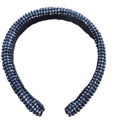 Zara Wedding Pave Crystal Raised Rhinestone Padded Headband Silver Black NWOT - Image 1 of 4