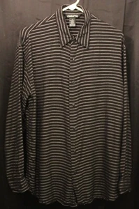 Claiborne Men’s Dress Shirt Black White Striped Long Sleeve Sz medium. - Picture 1 of 5