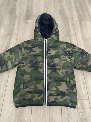 Hanna Andersson Down Puffer Reversible Camo/Blue Jacket Size 130/7 Foto 1 de 4