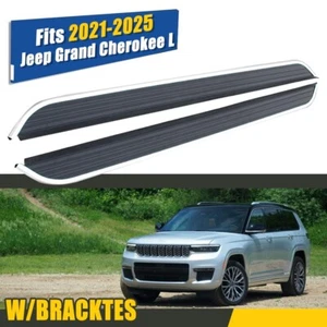 Fixed Running Boards Fit for 2021-2025 Jeep Grand Cherokee L Side Steps Nerf Bar - Picture 1 of 7