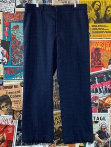 Pantalones Pantalón de Lana a Cuadros Pequeños Azul Multicolor Años 70 De Colección 38x29 - Imagen 1 de 10