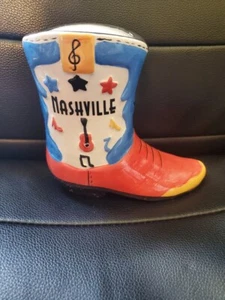 Nashville Tennessee Ceramic Cowboy Boot Bank - Picture 1 of 6