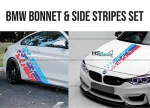 BMW STRISCE, COFANO LATO M PERFORMANCE SPORT DECALCOMANIE, ADESIVI, STILE AUTO - Foto 1 di 2