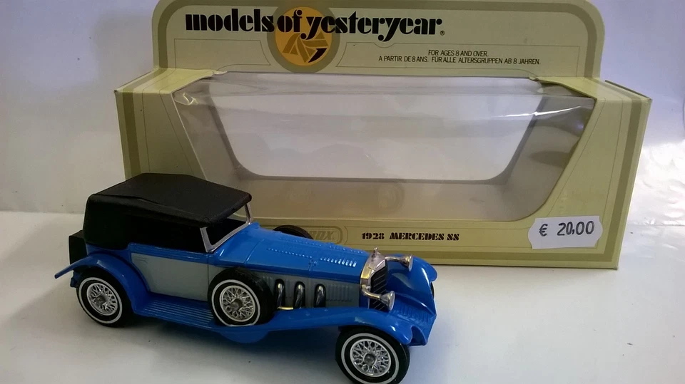 MATCHBOX 1:45 AUTO DIE CAST MERCEDES SS 1928 BLU CHIARO ART Y-16  Y16 - Immagine 1 di 1