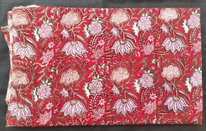 Indian Print Hand Block Printed Cotton Fabric  - Picture 1 of 5