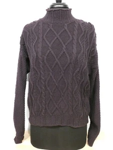 Moda International Plum Purple Pull Over Cable Knit Sweater Womens S Small - Picture 1 of 8