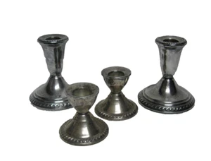 Juego de 4 candelabros ponderados vintage de plata de ley Duchin Creations - Imagen 1 de 11