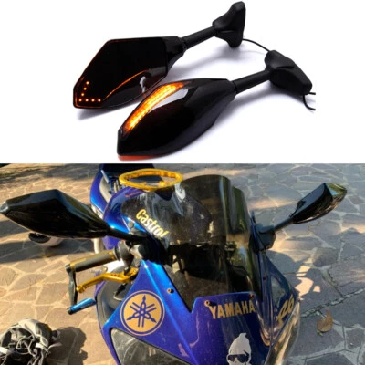 Espejos retrovisores LED intermitentes para motocicleta Yamaha YZF600R YZF1000R YZF R6 A Foto 1 de 4