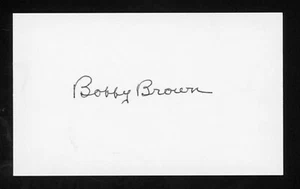 Bobby Brown D. 4X World Series Champion, League President Signed 3x5 Card E26120 - Picture 1 of 1