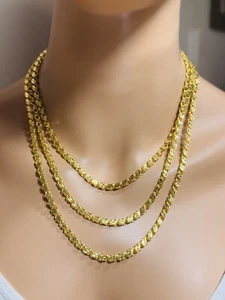 Pure Au750 18K Yellow Gold Chain 5mm Damascus Link Necklace 11.8g 17.5/18 inch - Picture 1 of 22