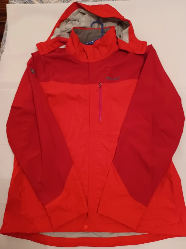 Marmot Jacket Mens XL Red Membrain Hooded Removable Stowaway Windbreaker Zip - Image 1 of 4