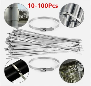 10-100Pcs Stainless Steel Exhaust Wrap Multi-Purpose Locking Cable Metal Zip Tie - Picture 1 of 27