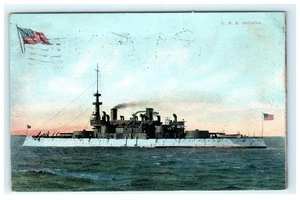USS Indiana Schlachtschiff Lithographie Postkarte 1916 US Navy - Bild 1 von 2