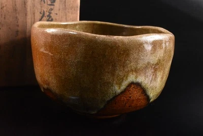 S3210: Japanese Old Ohi-ware TEA BOWL Green tea tool w/signed box Tea Ceremony - Image 1 of 4