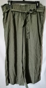J Jill Linen Stretch Pants Womens M Green Cropped Pockets Soft Comfy - Picture 1 of 3
