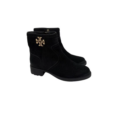 Tory Burch Eloise Black Suede Leather Side Zip Ankle Booties Shoes Womens 6.5 M - Image 1 of 4