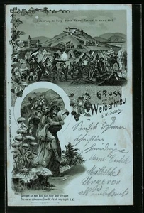 Mondschein-Lithographie Weibertreu b. Weinsberg, Belagerung der Burg duch Kaise  - Picture 1 of 2