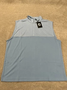 Footjoy Vest Mens Large 1/2 Zip Pullover Blue Yoke Casual Sleeveless Stretch - Picture 1 of 9