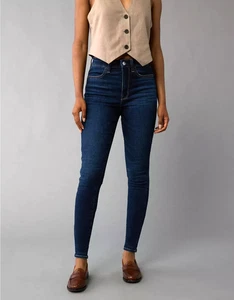 American Eagle Women's Super High-Rise Jeggings Dark Wash Size 12 X-Long - Picture 1 of 13