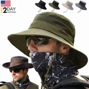 Cappello unisex estivo secchiello boonie sole protezione UV tesa larga safari pesca berretto - Foto 1 di 40
