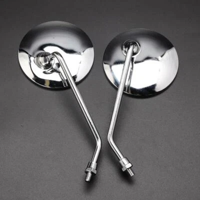 Par de espejos retrovisores laterales cromados redondos de vástago largo para scooter universal de 10 mm Foto 1 de 4