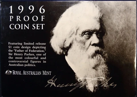 Australia 1996 Proof Coin Set Henry Parkes Cover