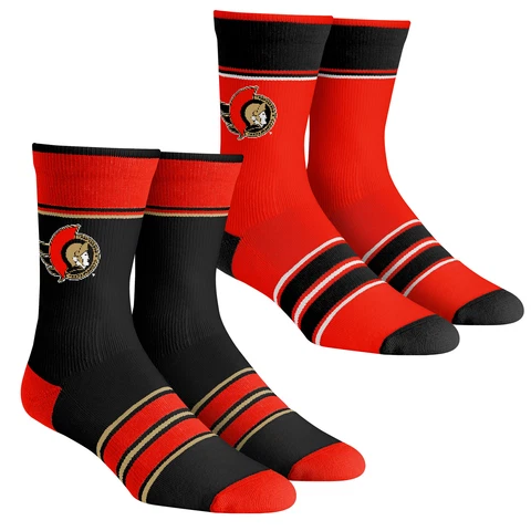 Unisex Rock Em Socks Ottawa Senators Multi-Stripe 2-Pack Team Crew Sock Set Cover