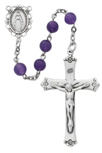 Catholic Genuine Amethyst Rosary 6mm Beads Sterling INRI Crucifix And Center - Picture 1 of 1