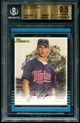 Joe Mauer 2002 Bowman #379 radiocontrol novato BGS 9,5! Twins HoF MVP! ¡BAJO POP! ¡DURO! Foto 1 de 2