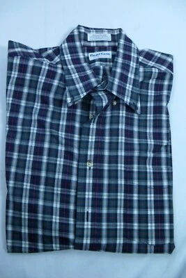 NUEVA Camisa de Vestir Reed-Kent Talla L Azul 100% Algodón Manga Corta Para Hombres De Colección Foto 1 de 4