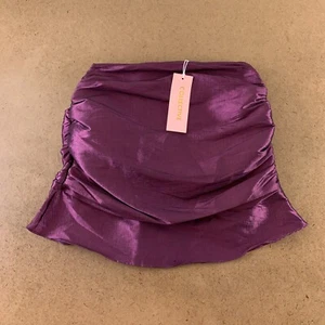 Collective The Label Women's Size 2 Purple Metallic Ruched Mini Skirt NWT - Picture 1 of 9