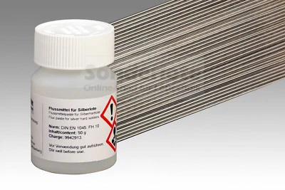 FONTARGEN 10 Stäbe Silberlotstäbe 55 % A 314 Abm. 1,0x500 mm und 100 g Flussmittelpaste
