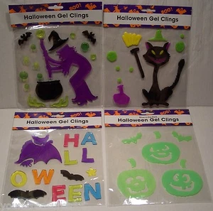 VENTANA/VIDRIO GEL HALLOWEEN PEGA BRUJA, GATO NEGRO, MURCIÉLAGO, JACK-O-LANTERN BRILLO/OSCURO - Imagen 1 de 9