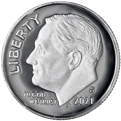 2021 S Roosevelt Dime Gem Deep Cameo 99.9% Silver Proof US Coin Cover